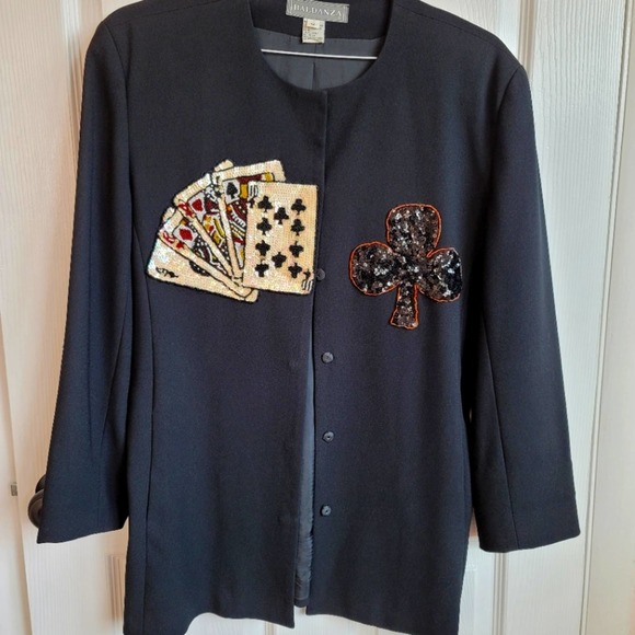 Baldanza Button Up Blazer Las Vegas Cards Design - Picture 1 of 7